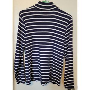 L.L. Bean Women's Size M Pullover Sweater Blue & White Long Sleeve Striped